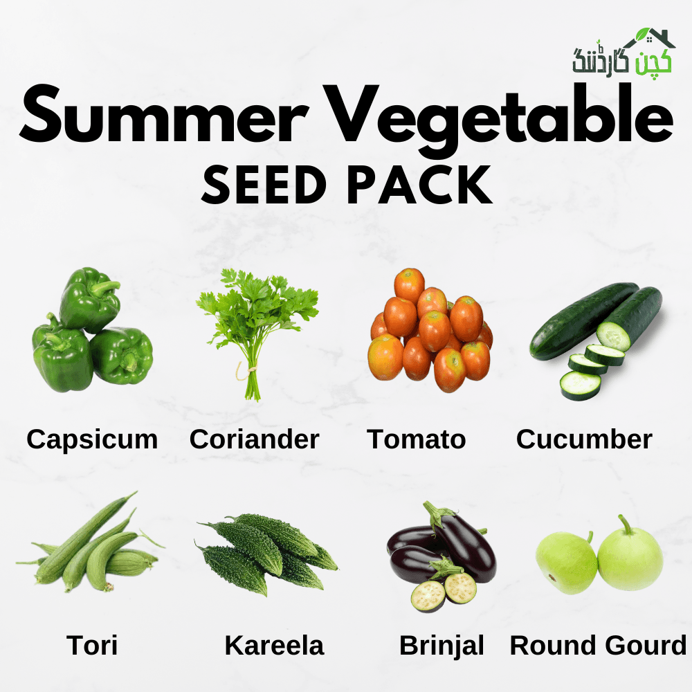 Summer Vegetables 8 Seed Pack  – Buy High-Quality Seeds Online | Perfect for Kitchen Gardens | kitchengardening.pk (25 Seeds / 50 Seeds / 100 Seeds)